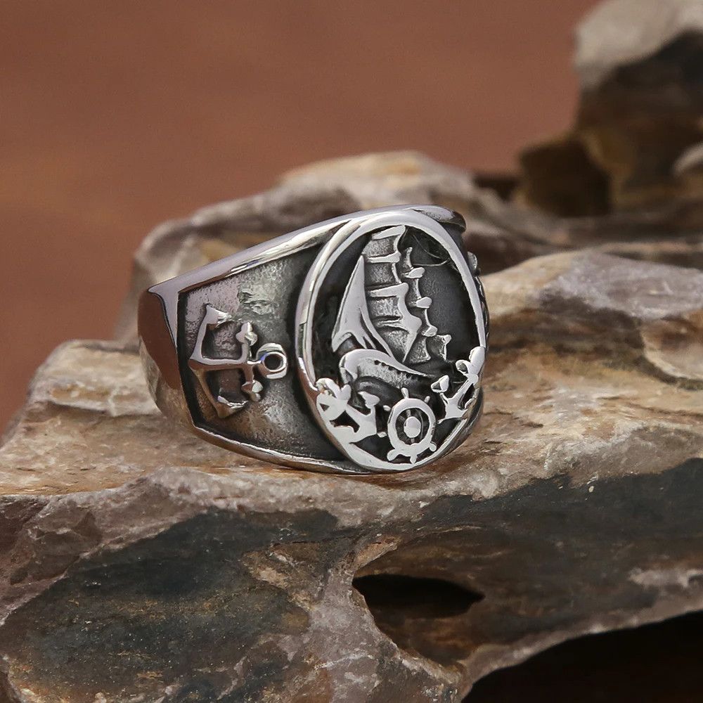 Jewelry Nordic Sailboat Pirate Ring Jewelry Streetwear Fashion Gift Size ONE SIZE - 3 Thumbnail