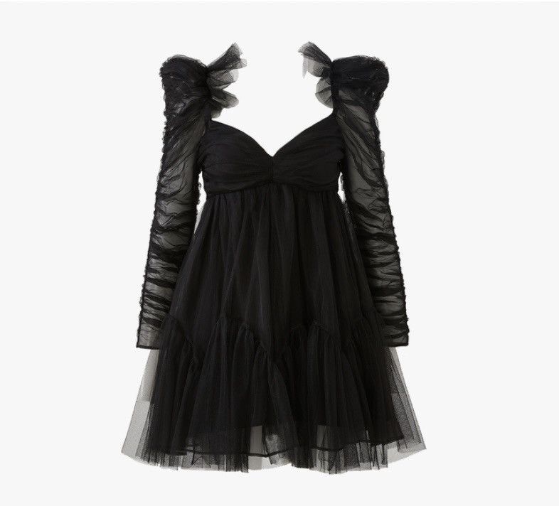 image of Zimmermann Tulle Ruched Mini Dress Size Au 2/ Us 8 in Black, Women's