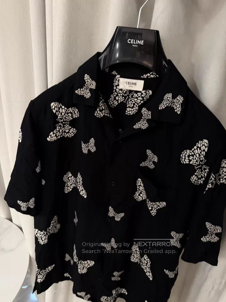 Celine Celine Size 37 Butterfly Printed Short Sleeve Shirt i Size US M / EU 48-50 / 2 - 4 Thumbnail