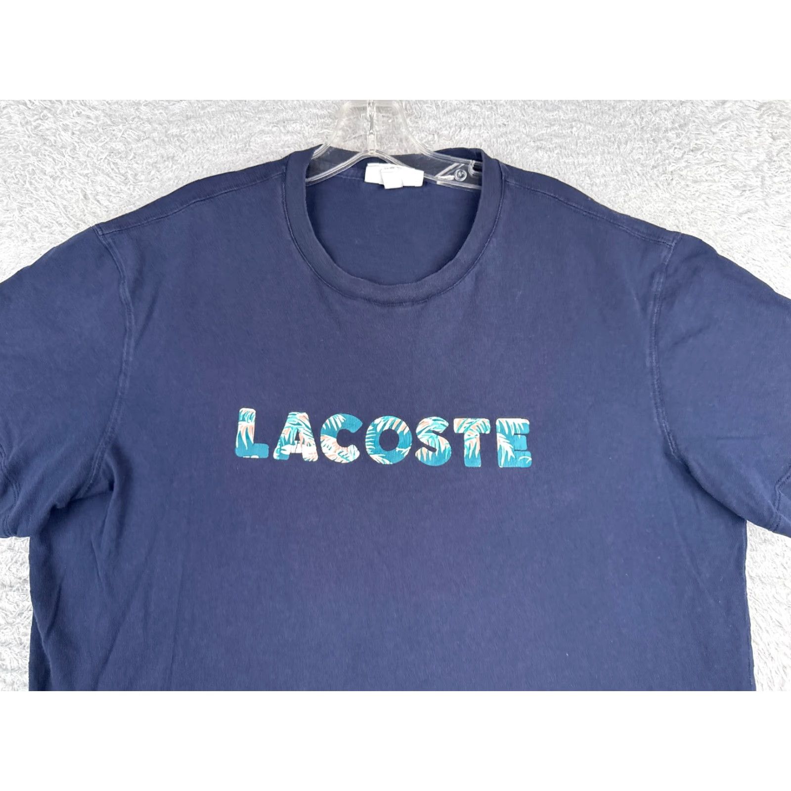 Lacoste VINTAGE Lacoste Shirt Mens 2XL Blue Floral Leaf Crew Neck Short Sleeve Cotton Logo Embroidered T-Shirt 2XL Adult Size US XXL / EU 58 / 5 - 4 Thumbnail