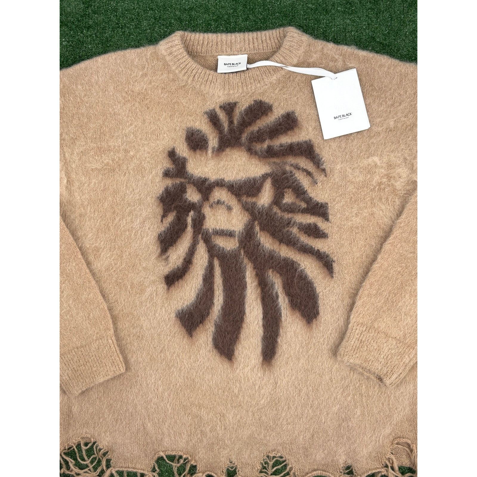Bape BAPE Black Japan Distress Knitted Sweater Light Beige XL Size US XL / EU 56 / 4 - 2 Thumbnail