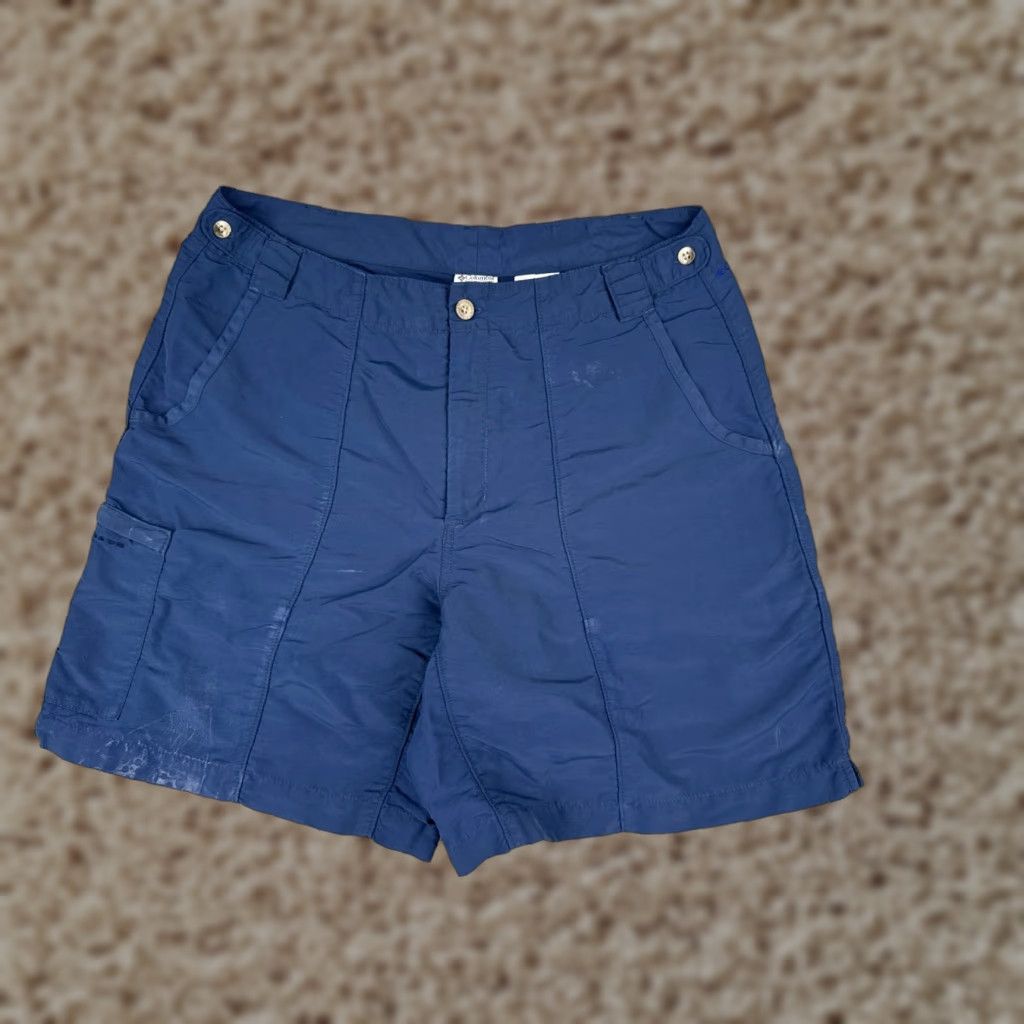 Vintage Columbia Shorts Women Medium Blue PFG Nylon Cargo Hiking Boating Fishing 31x8 Size 32" / US 10 / IT 46 - 1 Thumbnail