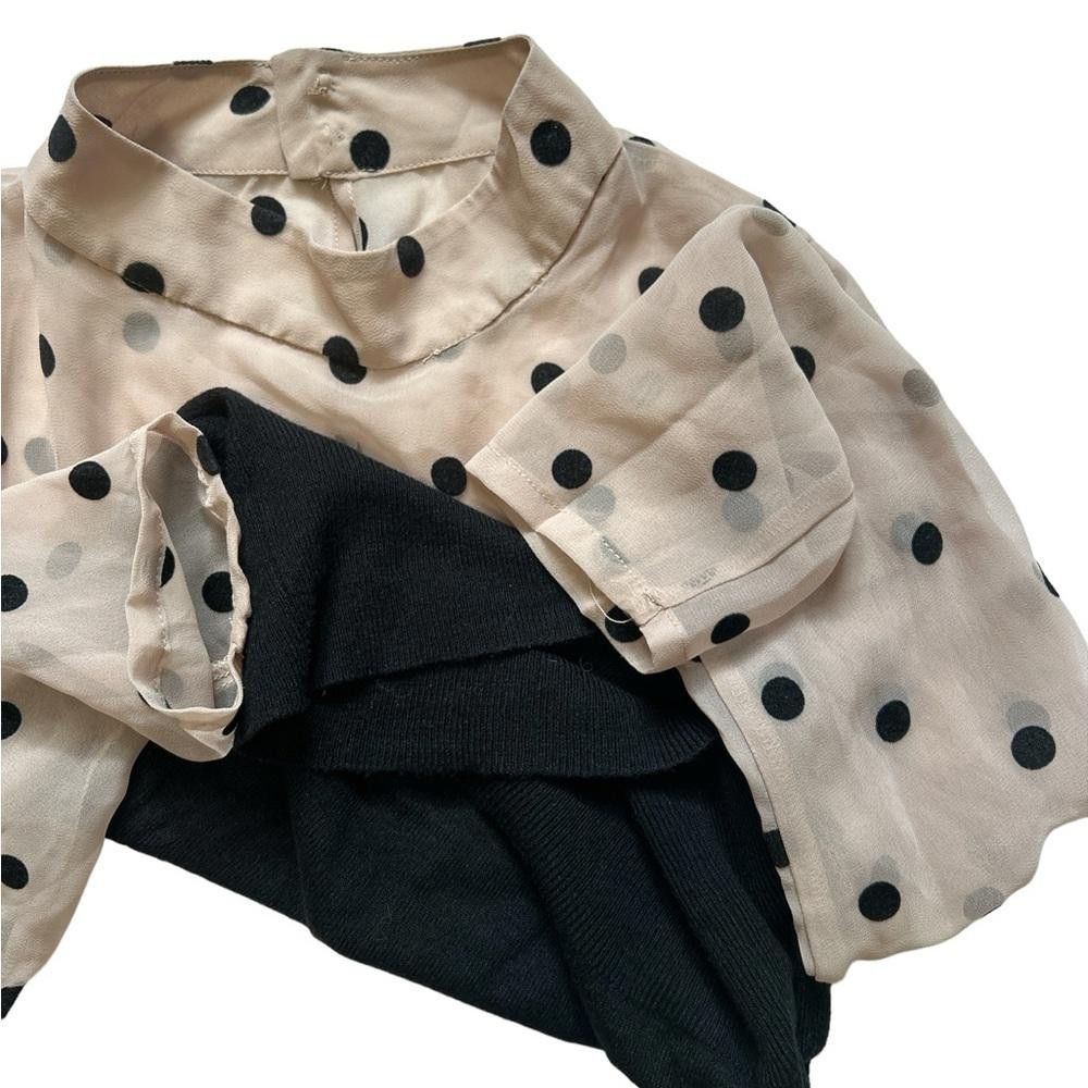 Designer Mesh cute Long sleeve polka dot office top Size S / US 4 / IT 40 - 2 Thumbnail