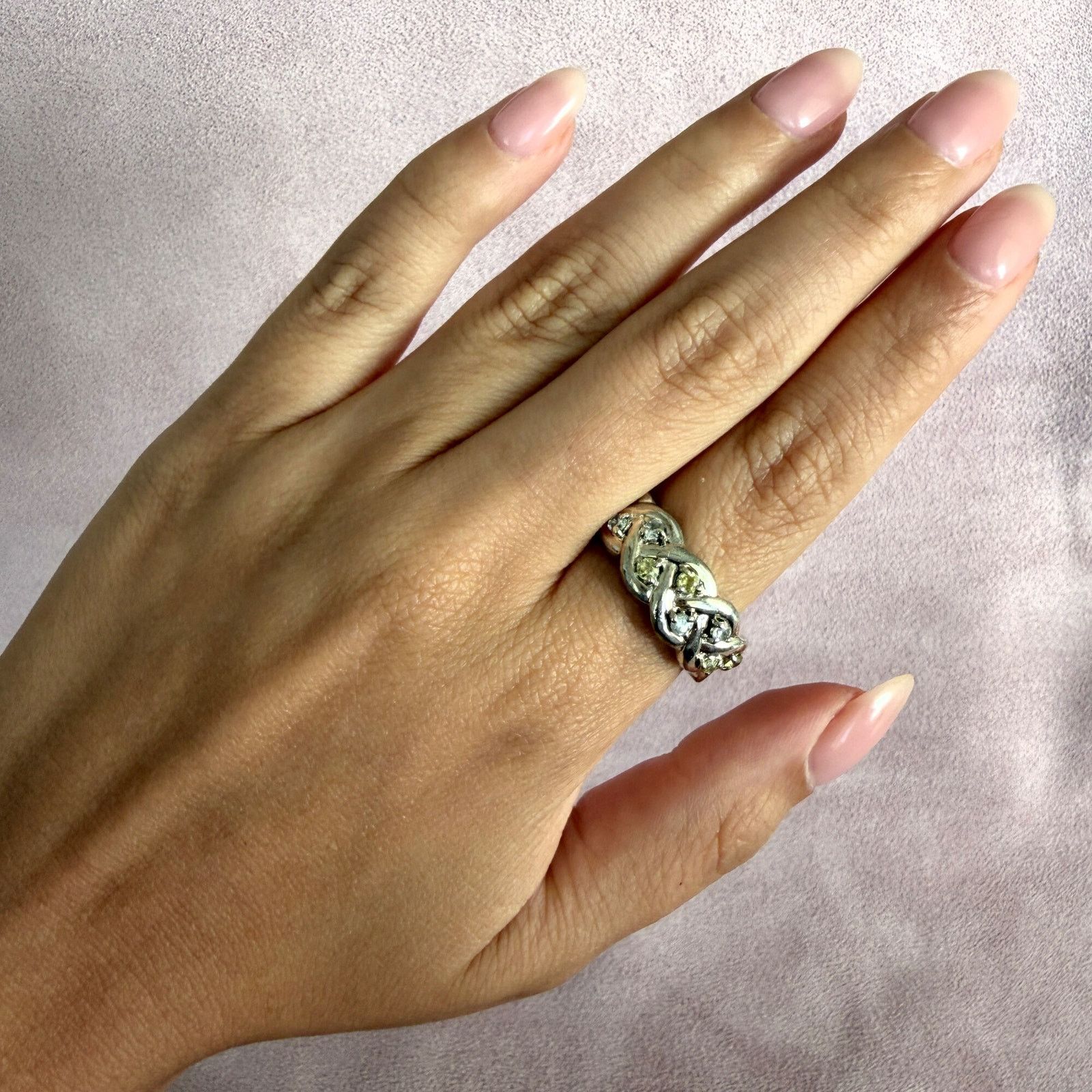 Sterling Silver sterling silver braided round-cut cz band ring size 10.5 Size ONE SIZE - 2 Thumbnail