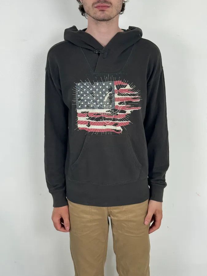 Polo Ralph Lauren Ralph Lauren Dark Grey Distressed USA Flag Hoodie Size US S / EU 44-46 / 1 - 2 Thumbnail