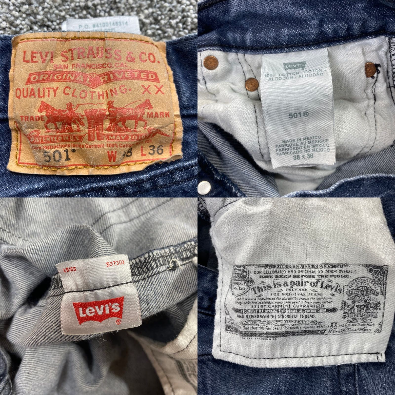 Levi's VINTAGE Levi's Jeans Mens 36X33 Dark Blue Denim 501 Button Fly Straight 90s Y2K Jeans Mens Regular Blue 501 Jeans Levi's 500 Series USA 80s 90s Size US 36 / EU 52 - 8 Thumbnail