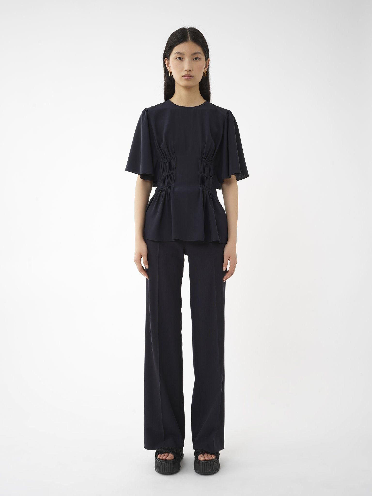 Chloe o1y0825 Silk Blouse in Midnight Blue Size L / US 10 / IT 46 - 6 Thumbnail