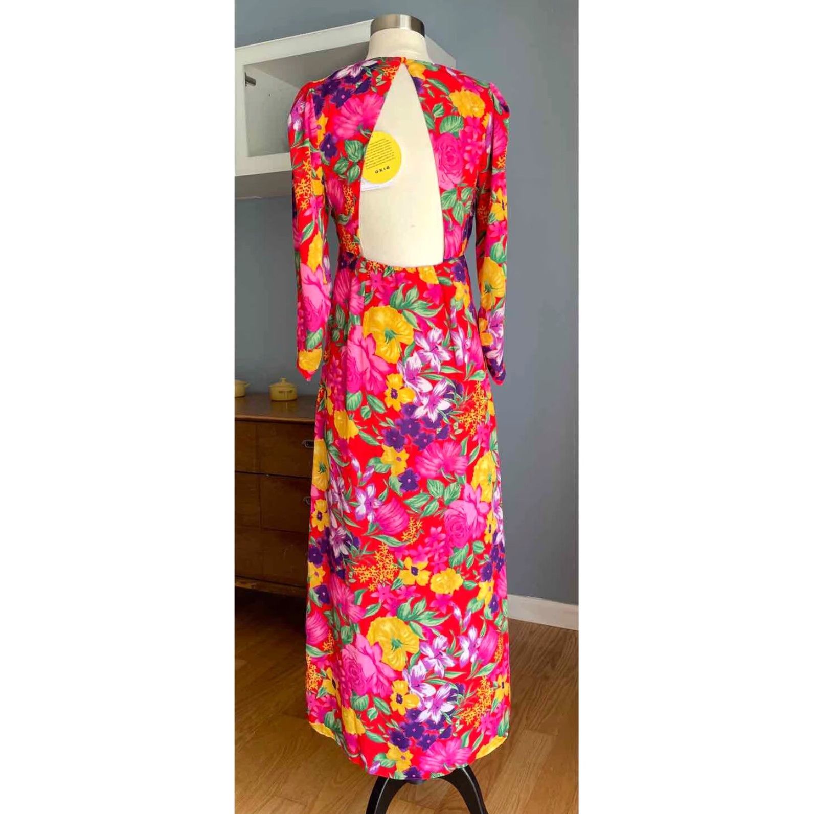 RIXO RIXO For Target Maxi Dress Red Pink Floral Open Back Cascade Ruffle Women Size 2 Size XS / US 0-2 / IT 36-38 - 4 Thumbnail
