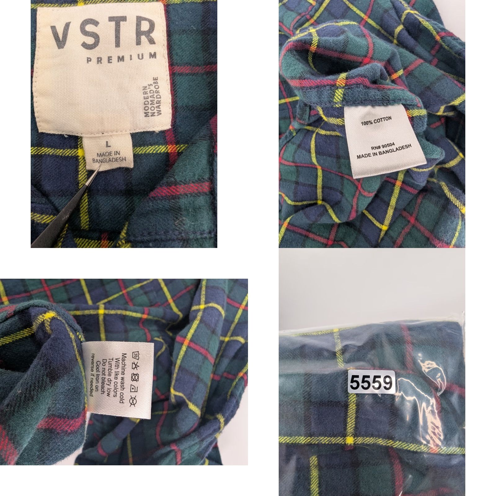 Swatch VSTR Premium Mens Flannel Long Sleeve Button Size Large Green Black Watch Plaid Size US L / EU 52-54 / 3 - 8 Thumbnail