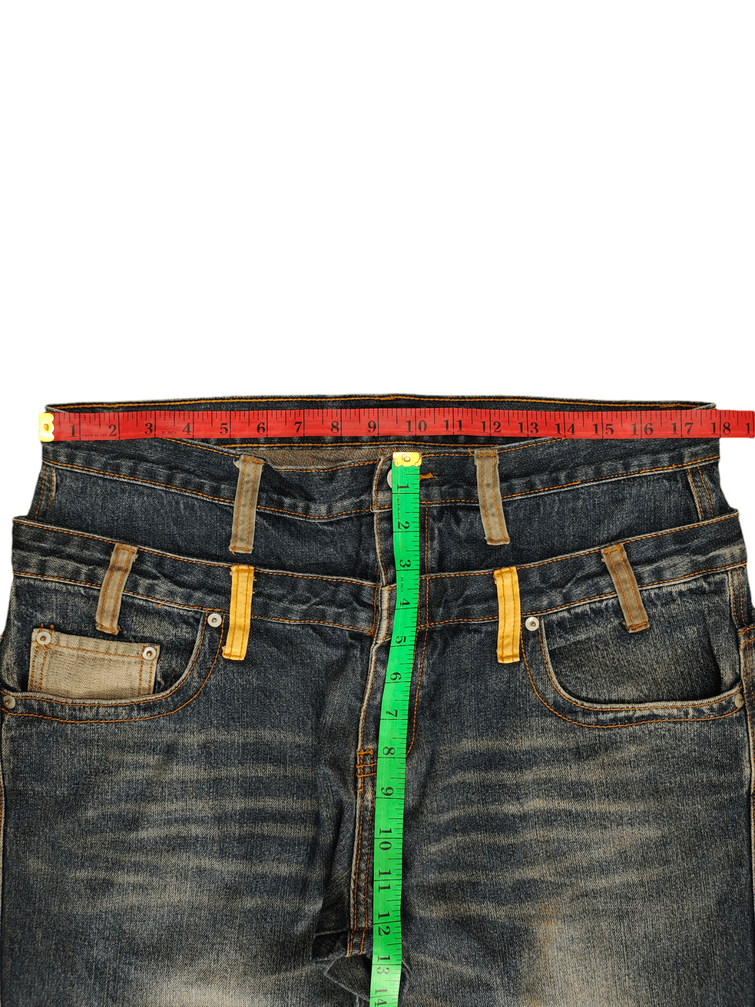 Comme des Garcons × Undercover Amore Puro Double Waist Clawmark Faded Jeans Undercover Ppfm Size US 35 - 7 Thumbnail