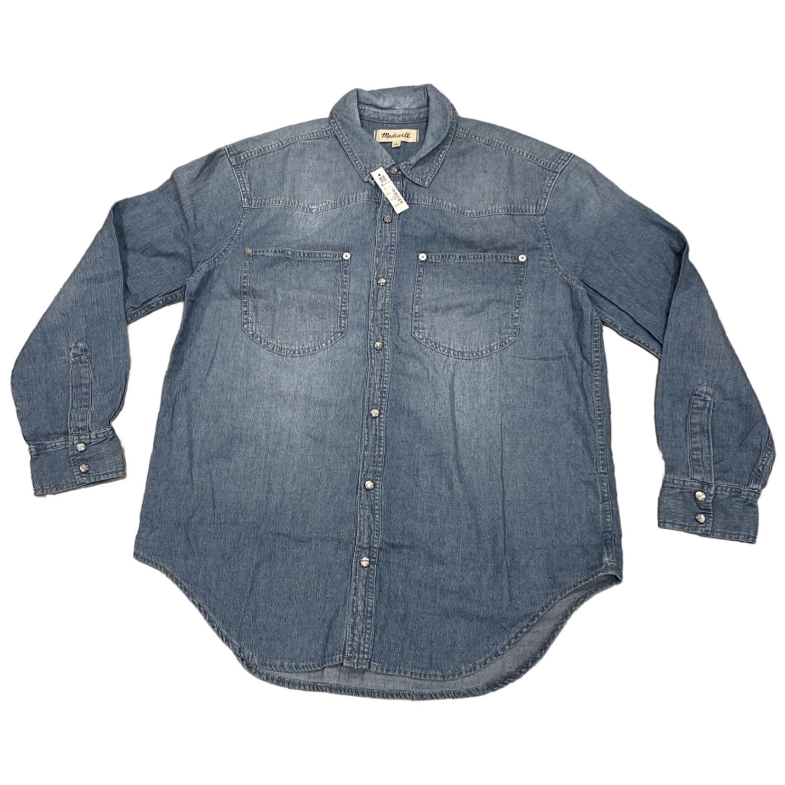 Madewell VINTAGE Madewell Western Denim Shirt Women's Size S Blue Snap Button-Up NWT Connet Wash Size S / US 4 / IT 40 - 1 Thumbnail
