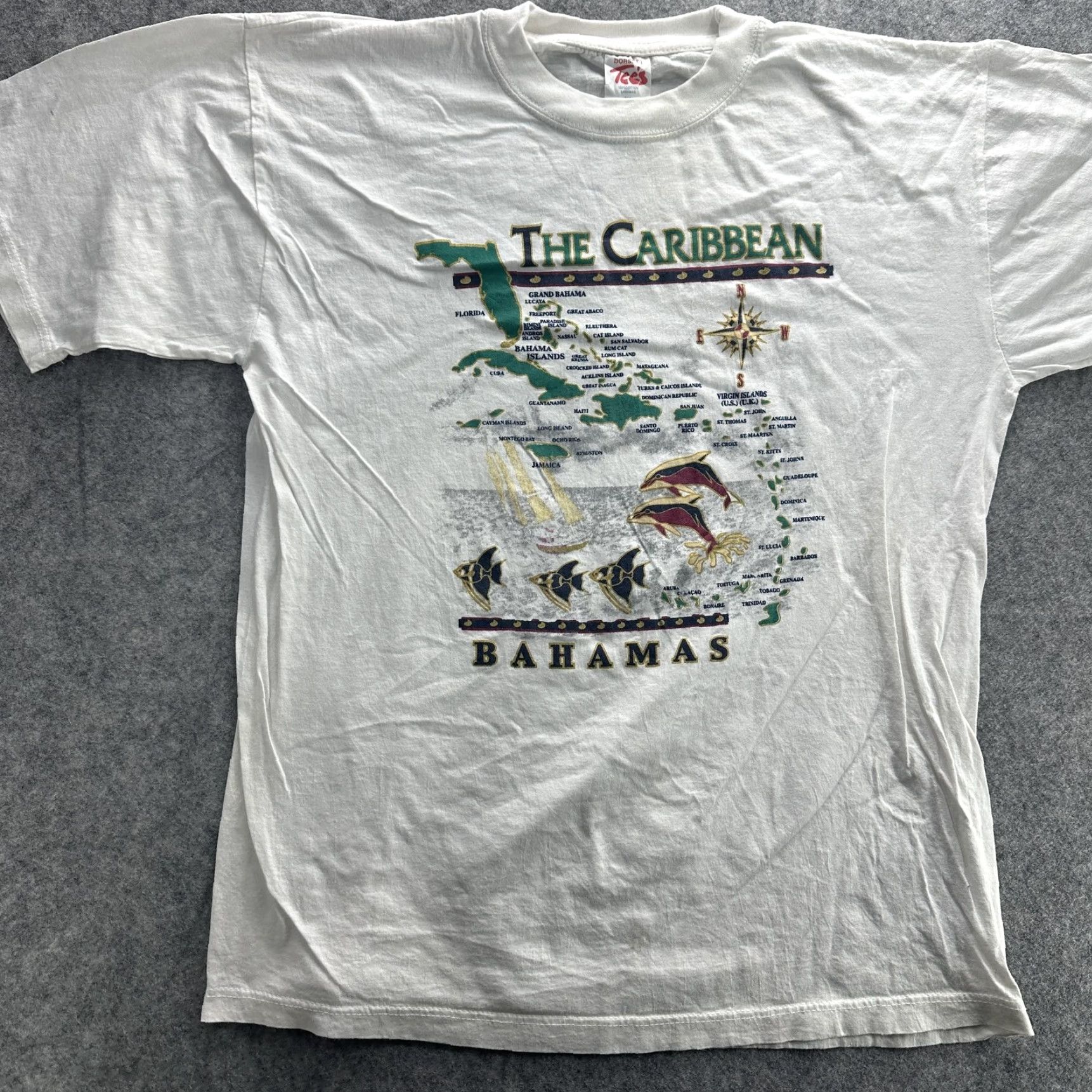 Vintage VINTAGE Bahamas Caribbean Shirt Mens XL White Map Graphic Tee 90s T-Shirt Travel Graphic Print Mens XL/White/Bahamas Map 90s Size US XL / EU 56 / 4 - 3 Thumbnail