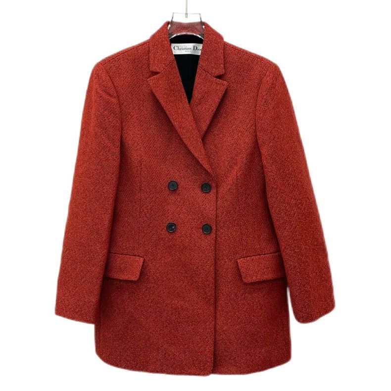 Dior Dior Red wool lapel double-breasted long-sleeved suit jacke Size M / US 6-8 / IT 42-44 - 1 Thumbnail