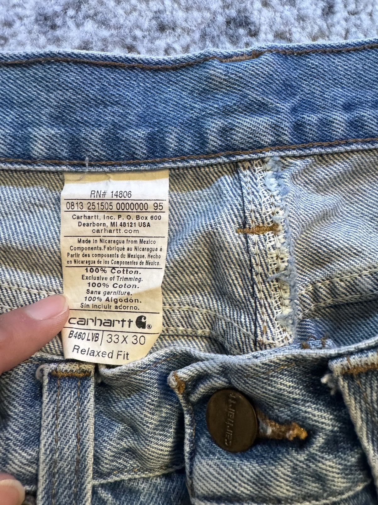 Carhartt × Vintage Vintage Carhartt Light Blue Denim Jeans B460 Size US 33 - 4 Thumbnail