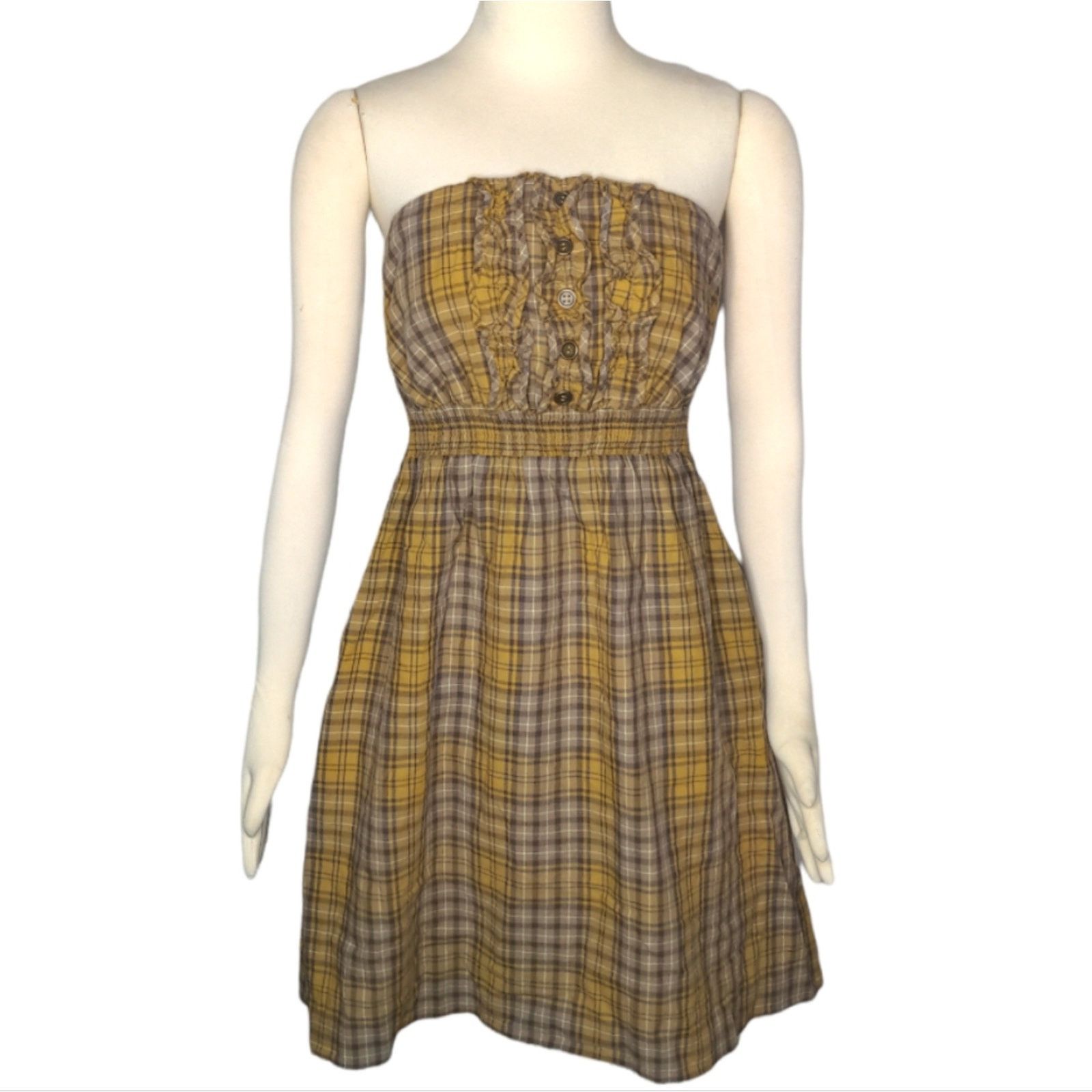 Anthropologie ANTHROPOLOGIE MAEVE Yellow Plaid Spaghetti Strap Dress Size M / US 6-8 / IT 42-44 - 5 Thumbnail
