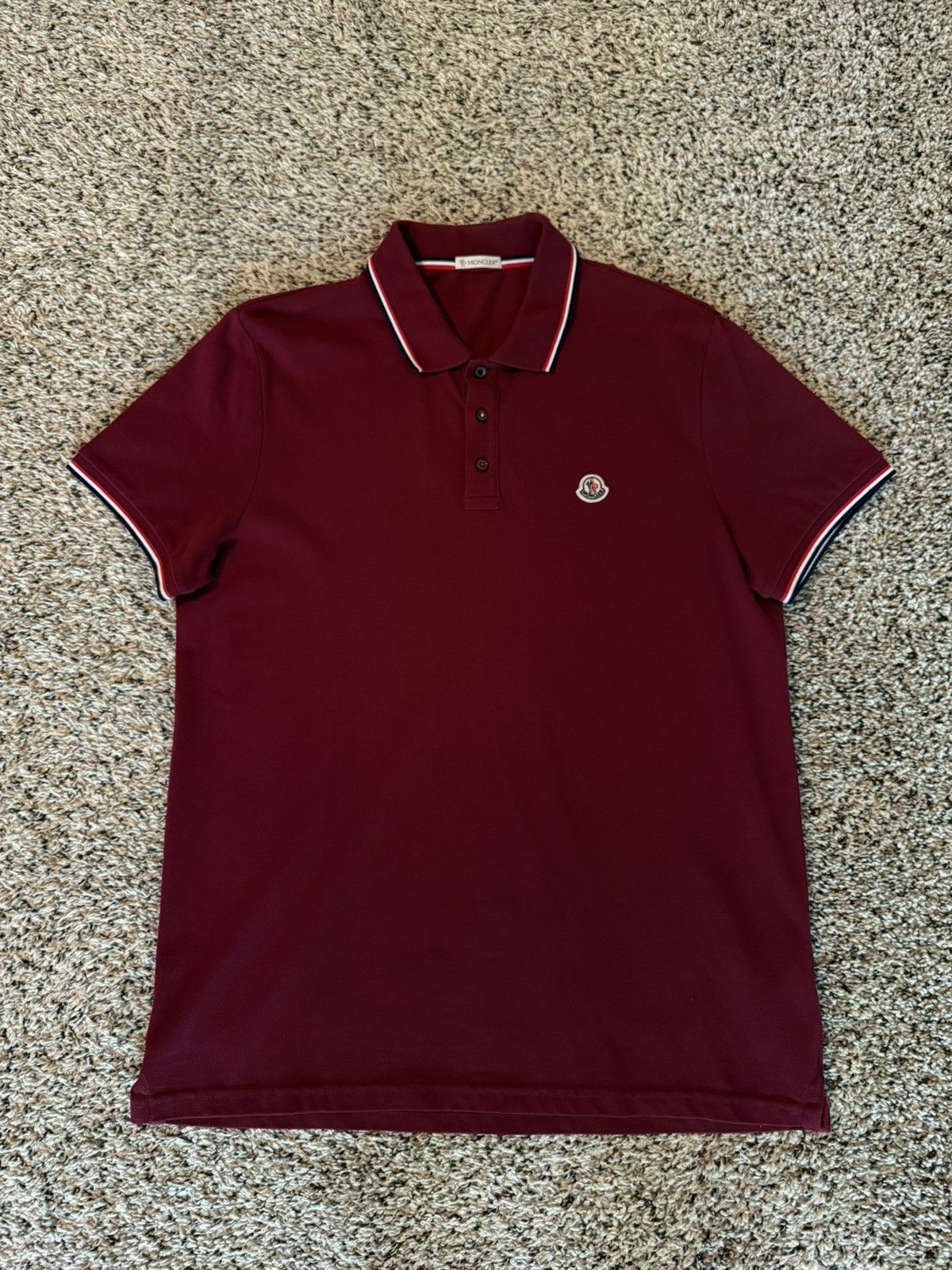 Moncler Tricolor-Trimmed Cotton Piquet Polo Shirt Size US M / EU 48-50 / 2 - 2 Thumbnail