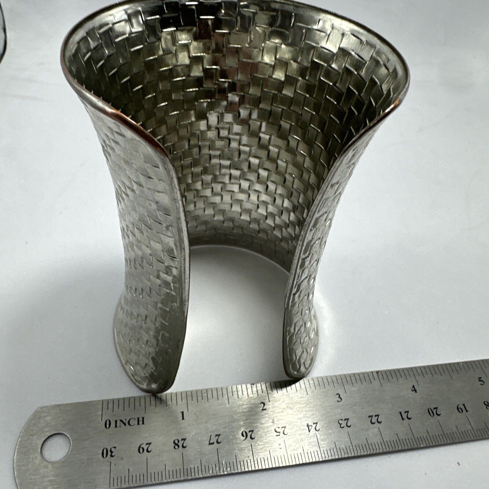 Other Fashion Basket Weave Bangle Cuff Adjustable Silver Tones Size ONE SIZE - 8 Thumbnail