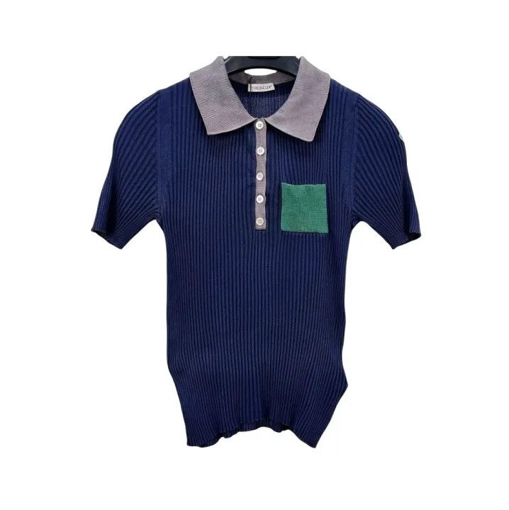 Moncler Moncler Embroidered Logo Short Sleeve Knit Top Size US S / EU 44-46 / 1 - 1 Thumbnail