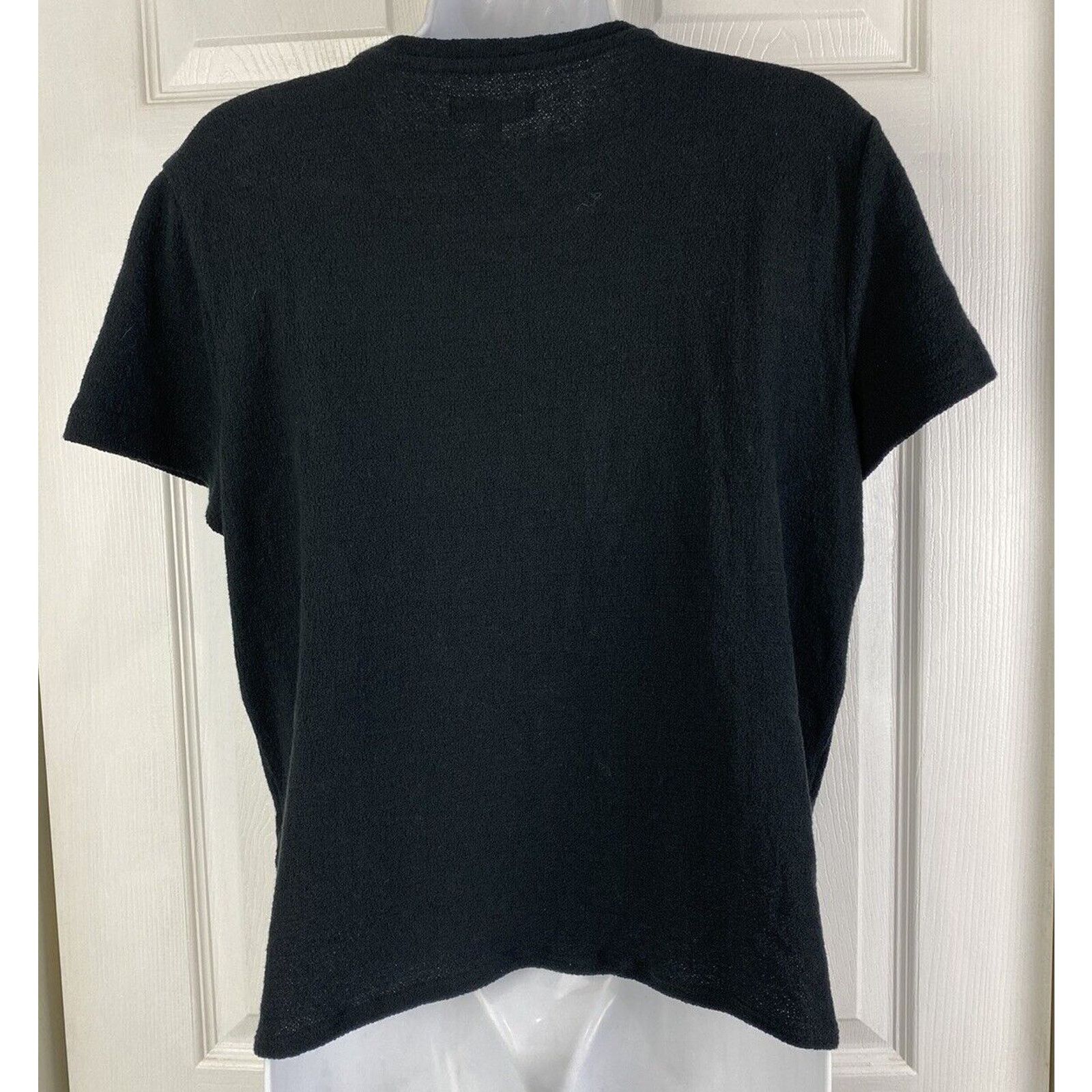 Madewell NWT Madewell Top Tie Front Solid Black Short Sleeve Shirt Size M / US 6-8 / IT 42-44 - 5 Thumbnail