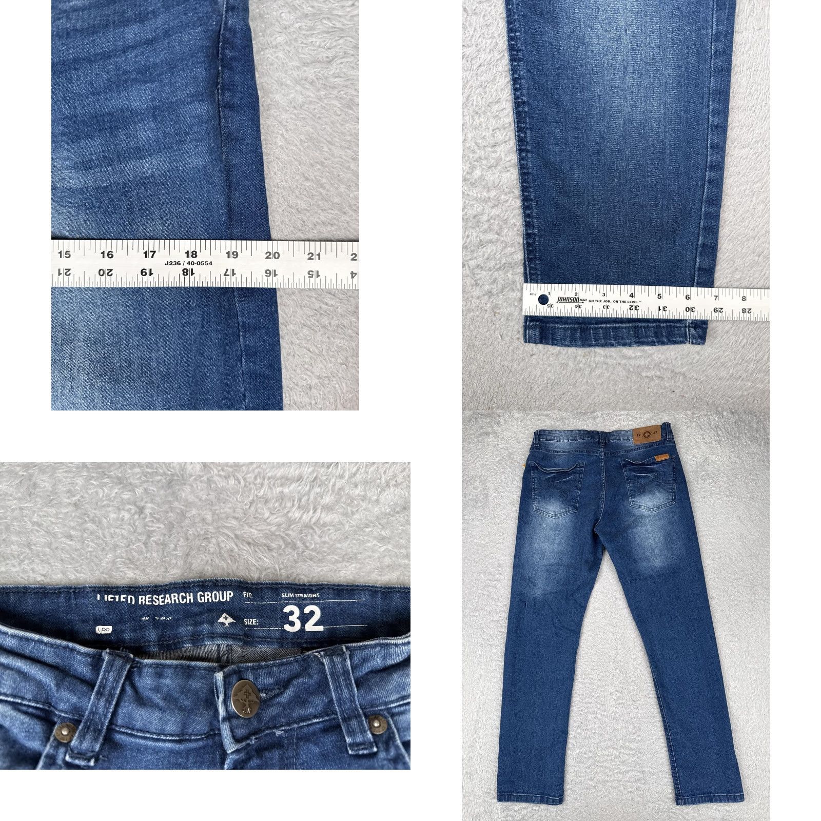 Denime LRG Jeans Mens Slim Straight Blue Denim 32 Five-Pocket Zip Fly Waist 32 Medium Wash Size US 32 / EU 48 - 9 Thumbnail