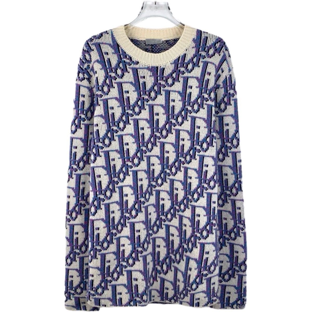 Dior Dior Wool All-over Printed Long Sleeve Knit Sweater K26WX Size S / US 4 / IT 40 - 1 Thumbnail