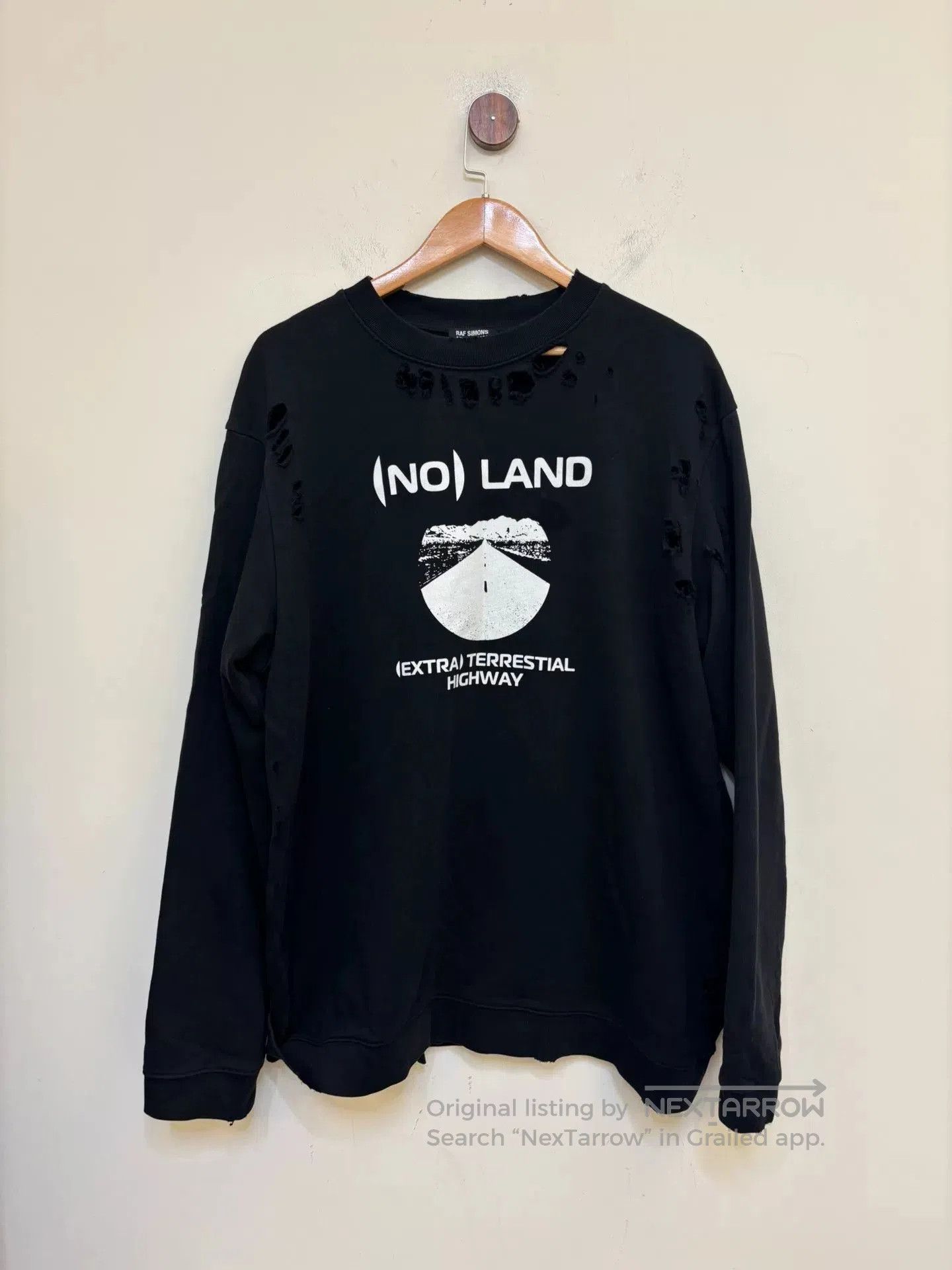 Raf Simons Raf Simons No Land Distressed Sweatshirt. Size US XL / EU 56 / 4 - 1 Thumbnail