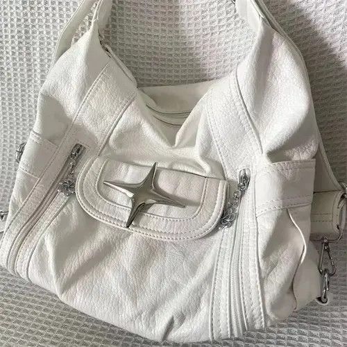 VIBE Solid Messenger Bag PU Leather Cute Star Tote Bag y2k Size ONE SIZE - 5 Thumbnail