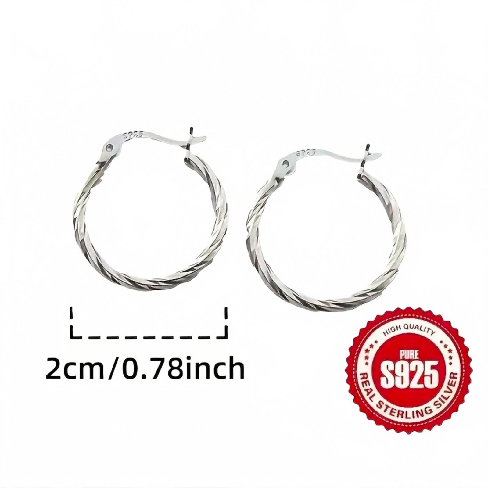 Designer S925 Sterling Silver Twist Design Hoop EARRINGS NWT Size ONE SIZE - 3 Thumbnail