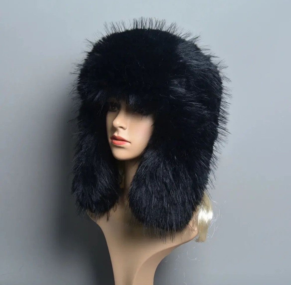 Japanese Brand Black Faux Fur Hat Size ONE SIZE - 1 Thumbnail