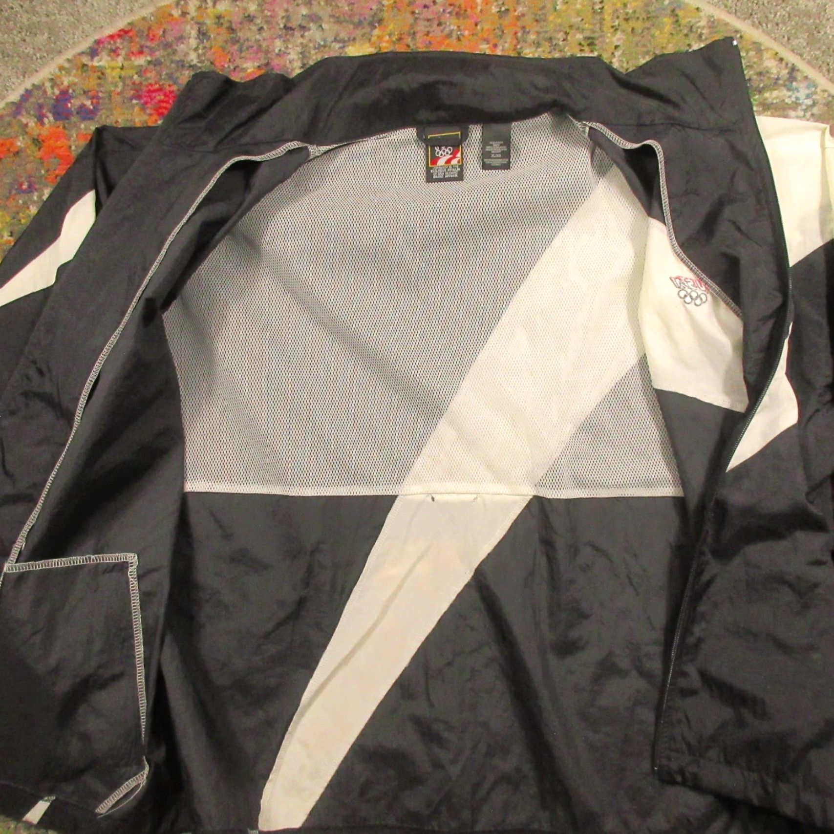 JCPenney VINTAGE USA Olympic Jacket Mens XL Oversized Black White Windbreaker JC Penney 90s Size US XL / EU 56 / 4 - 6 Thumbnail