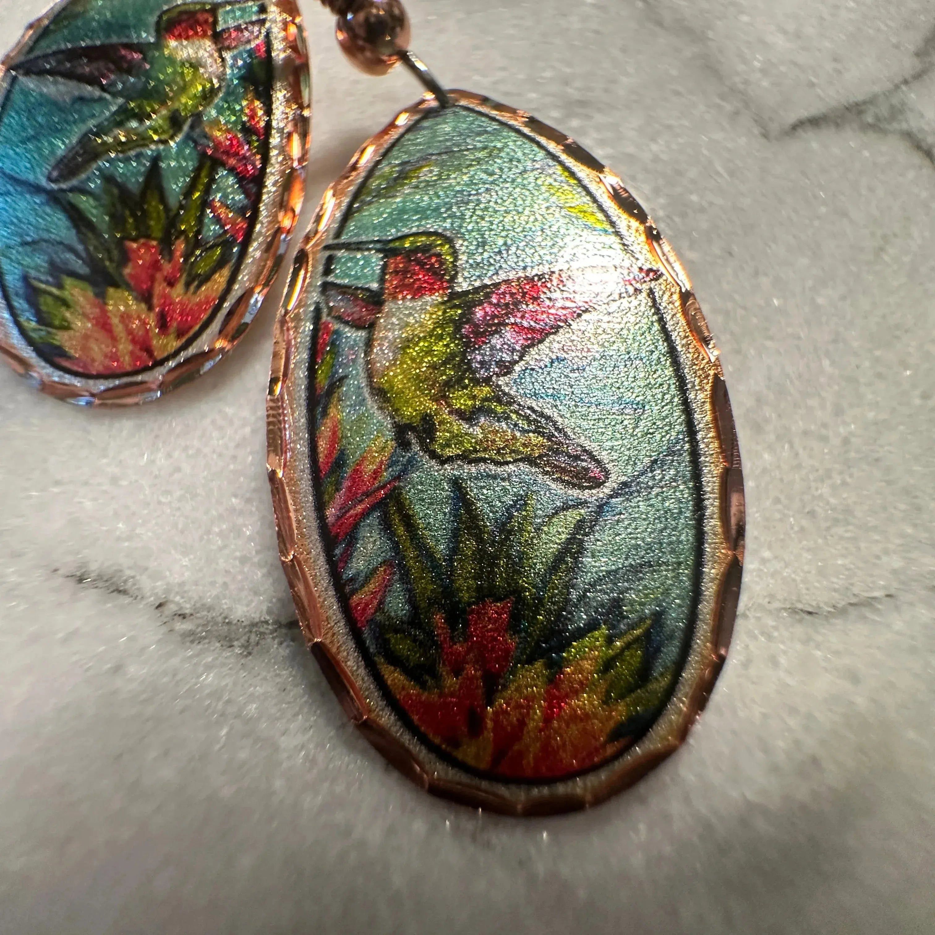 Other Handcrafted Boho Hummingbird Earrings, Diamond Cut Wire Drop Size ONE SIZE - 1 Thumbnail