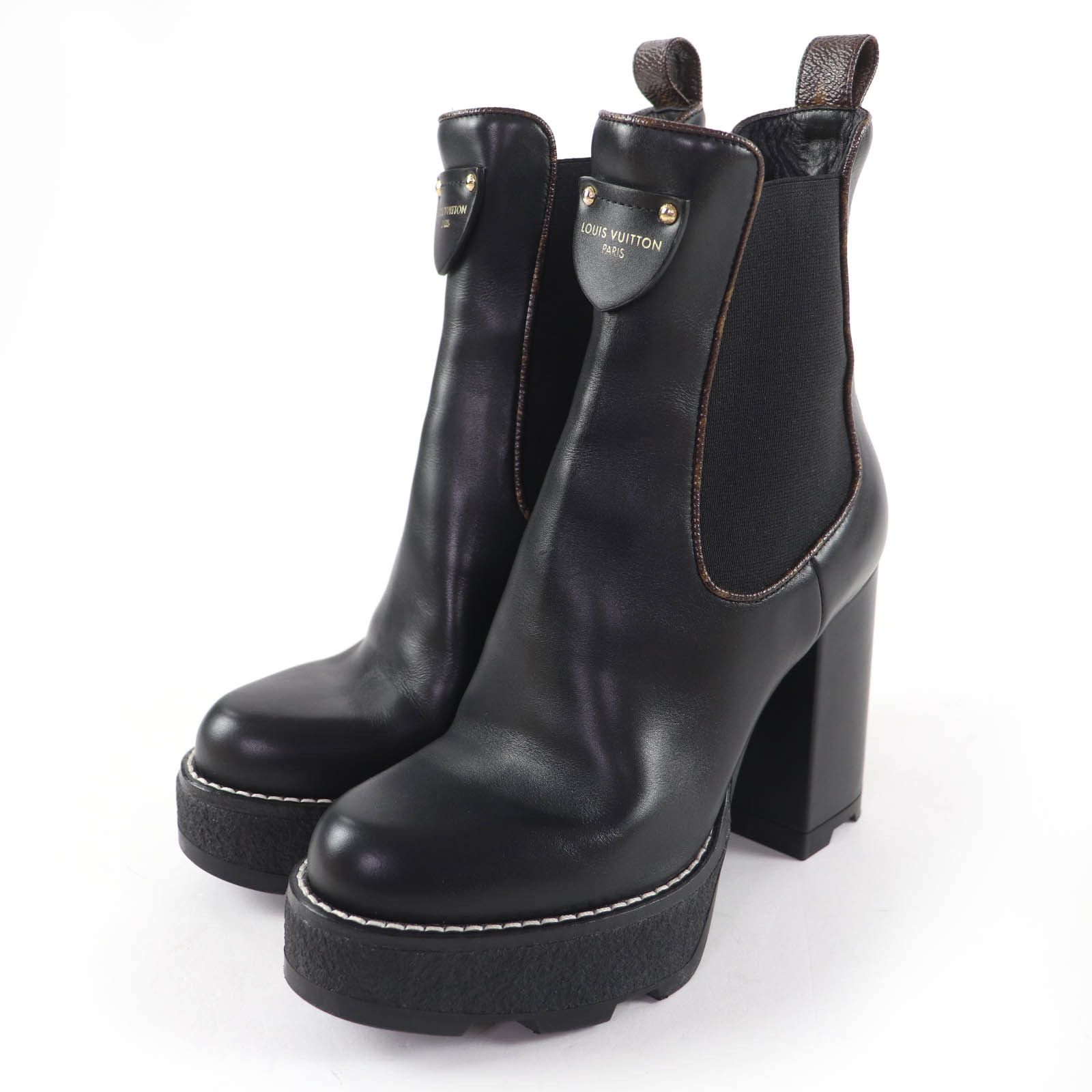 Louis Vuitton Louis Vuitton Louis Vuitton Monogram Leather Short Boots Leather Shoes DUTY FREE for USA Size ONE SIZE - 1 Thumbnail