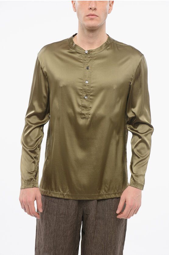 LONG SLEEVED PIJAMA TOP WITH BUTTONS military green