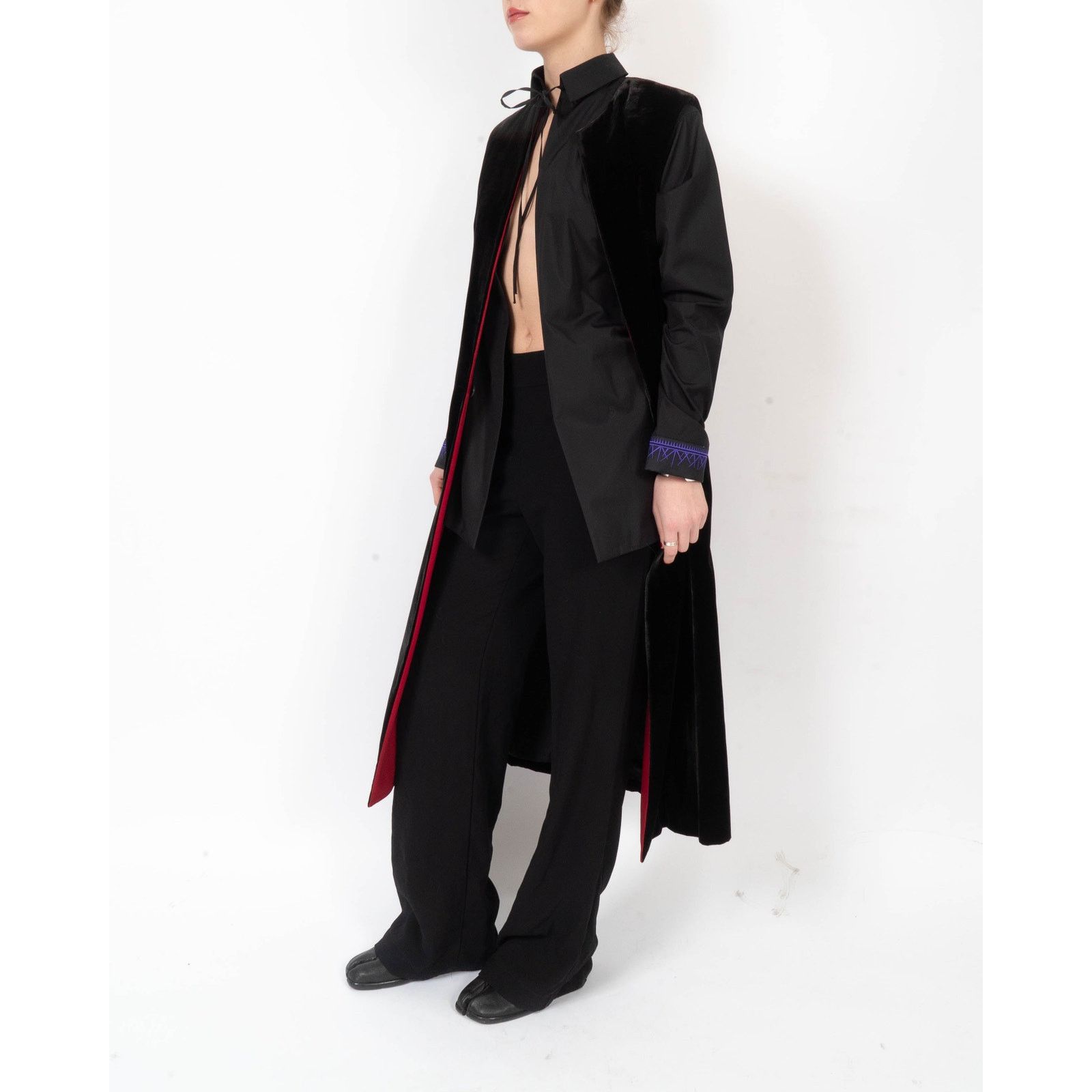 Haider Ackermann SS18 Sleevless Long-Coat in Black Velvet Size XS / US 0-2 / IT 36-38 - 2 Thumbnail