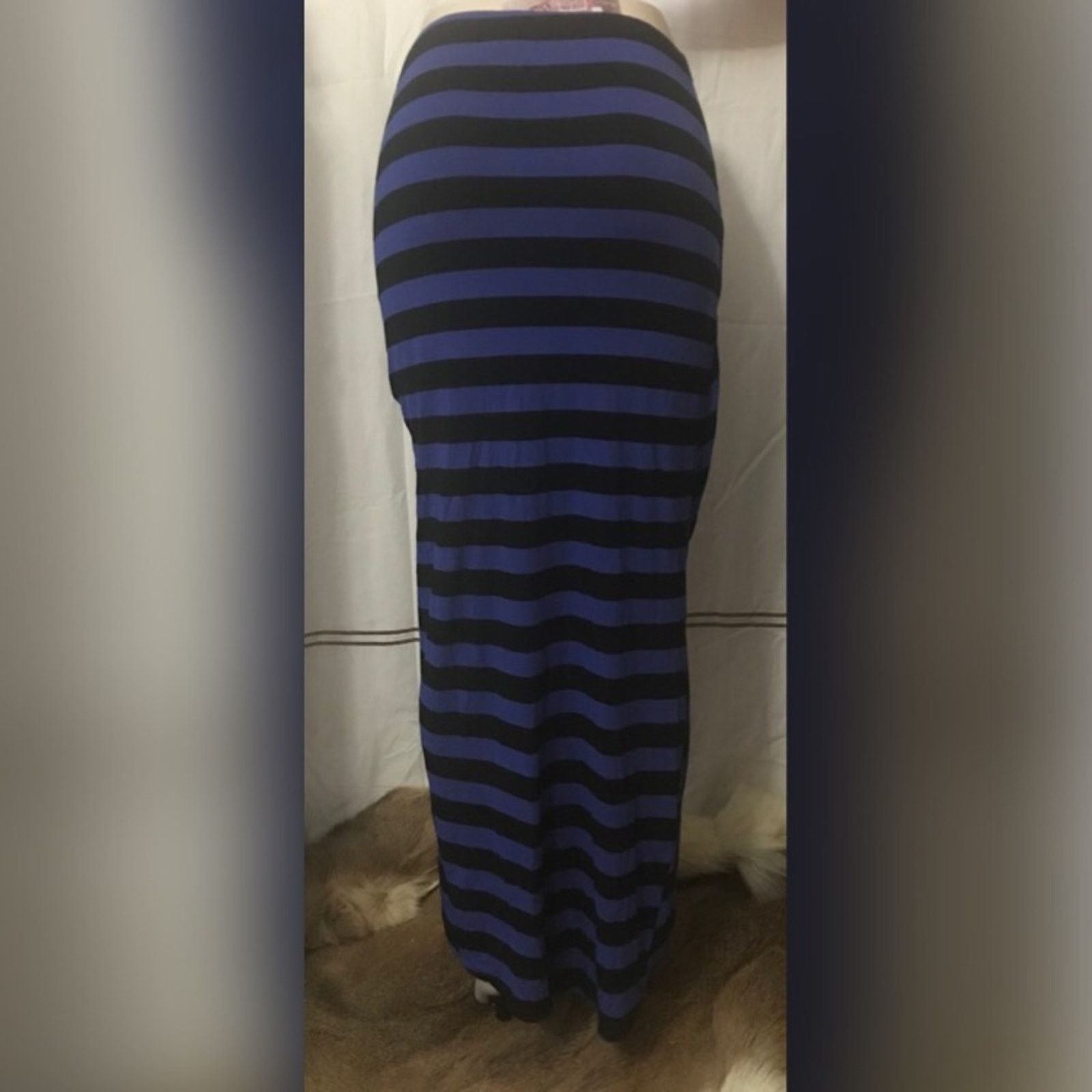 Other Love Fire Purple & Black Striped Wrap Maxi Skirt Size 26" / US 2 / IT 38 - 3 Thumbnail