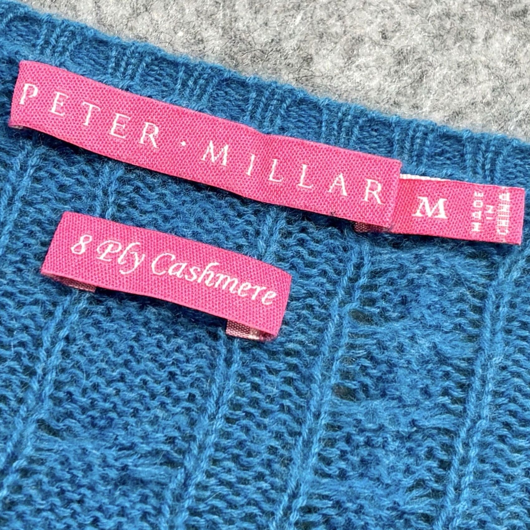Peter Millar Peter Millar Jumper 100% Cashmere Cable-Knit Medium Women’s Teal Blue Pullover (Crew Neck, Long Sleeve) Size M / US 6-8 / IT 42-44 - 5 Thumbnail