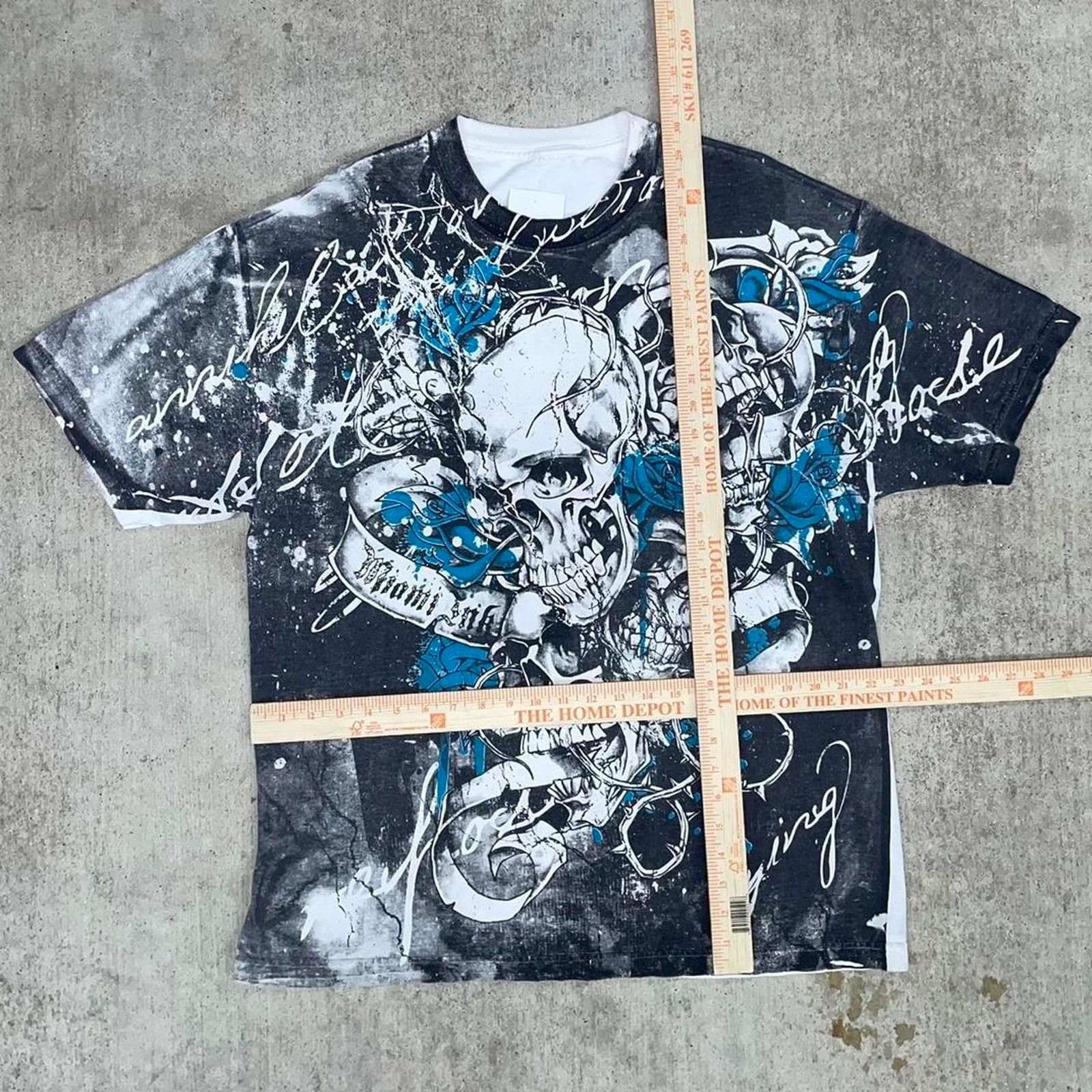 Vintage Vintage y2k all over print grunge skull aop t-shirt Size US XL / EU 56 / 4 - 2 Thumbnail