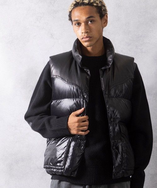Number (N)ine Number nine COMBINATION DOWN VEST Nylon Leather