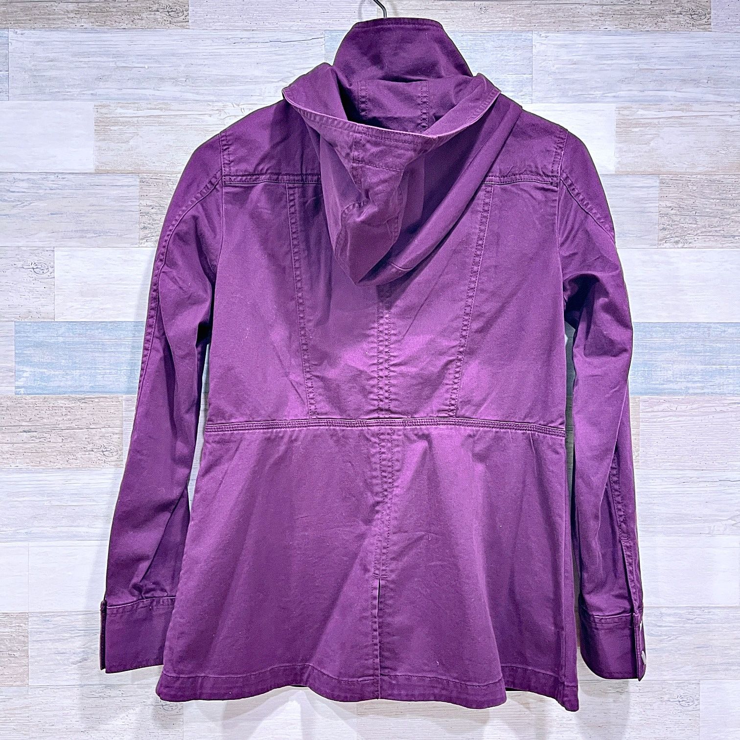 Loft LOFT Hooded Utility Field Jacket Purple Snaps Unlined XS Size XS / US 0-2 / IT 36-38 - 3 Thumbnail