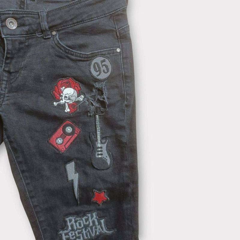 Other Only czarne damskie jeansy skinny naszywkami rock 2934 Size 29" - 4 Thumbnail