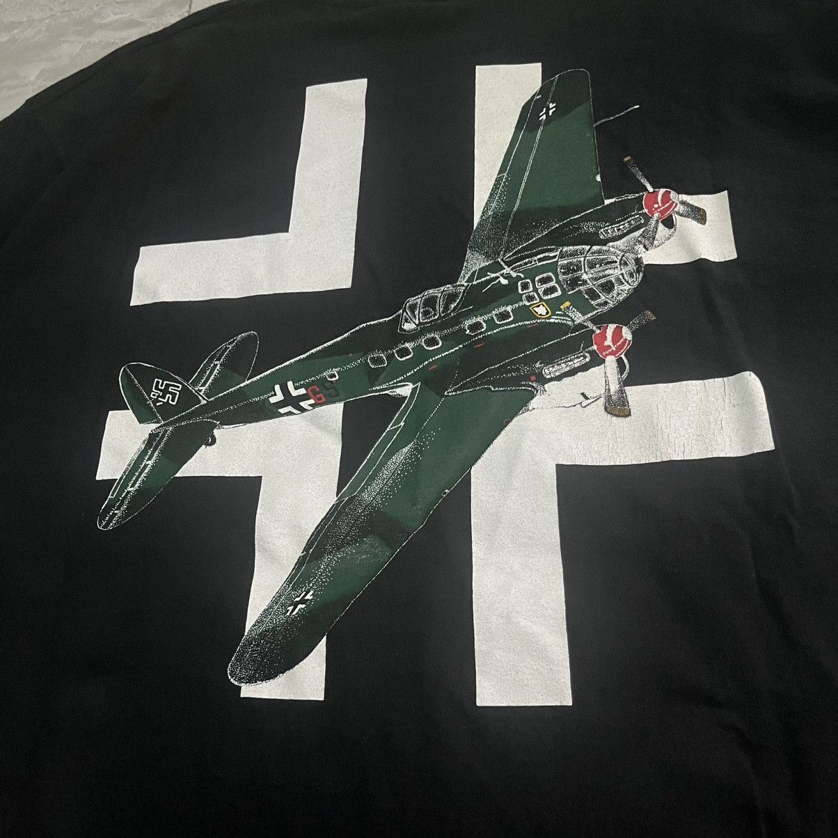 Vintage Vtg German Bomber WW2 Plane Airplane Military Heinkel He 111 Size US XXL / EU 58 / 5 - 2 Thumbnail