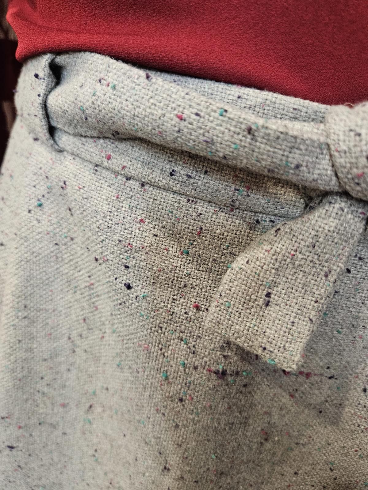 Designer Loft Gray Speckled Skirt with Tie Size 28" / US 6 / IT 42 - 3 Thumbnail