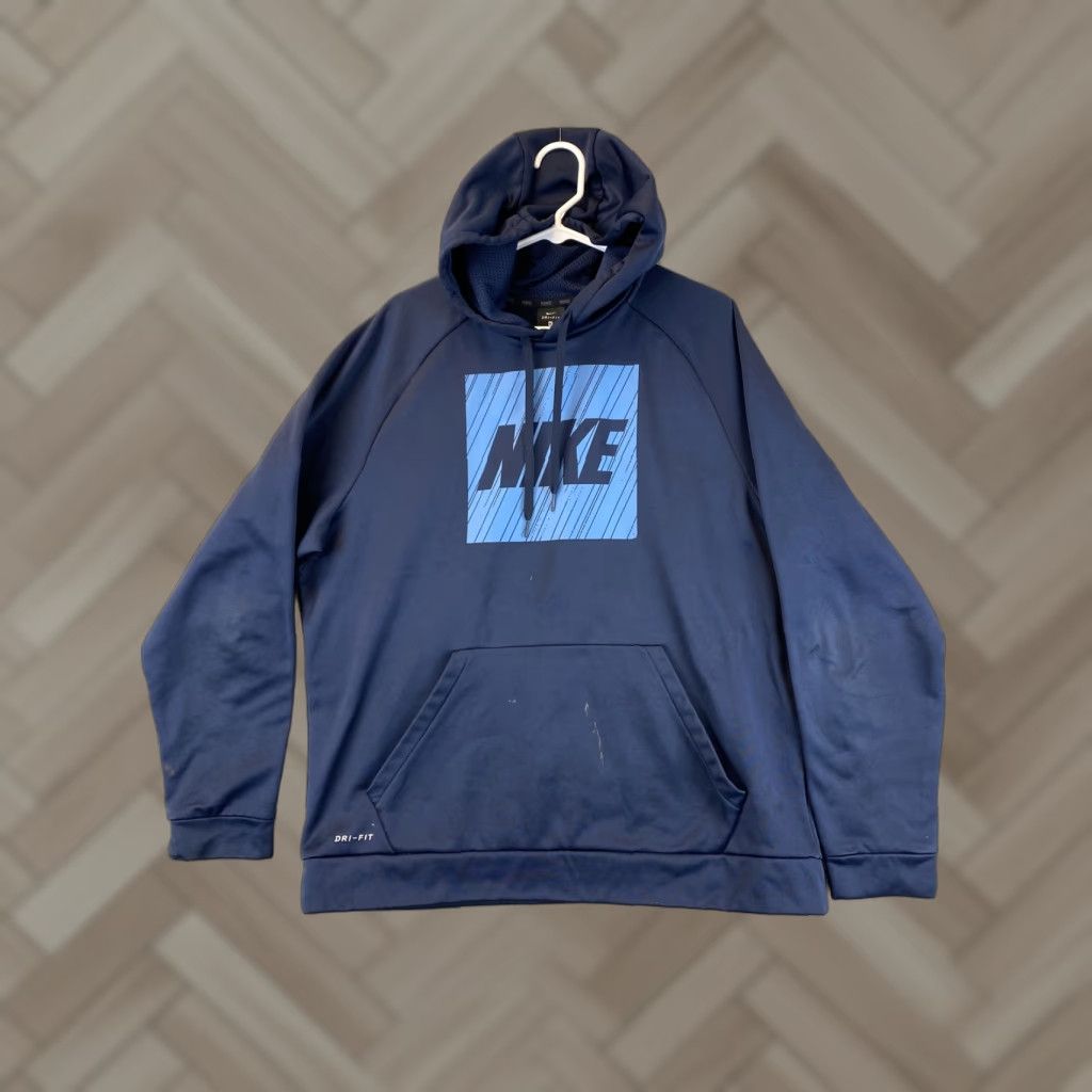 Nike Nike Dri-Fit Pullover Hoodie Sweatshirt Men XL Navy Blue 65-15 Kangaroo Pocket Hooded Zip? Size US XL / EU 56 / 4 - 1 Thumbnail