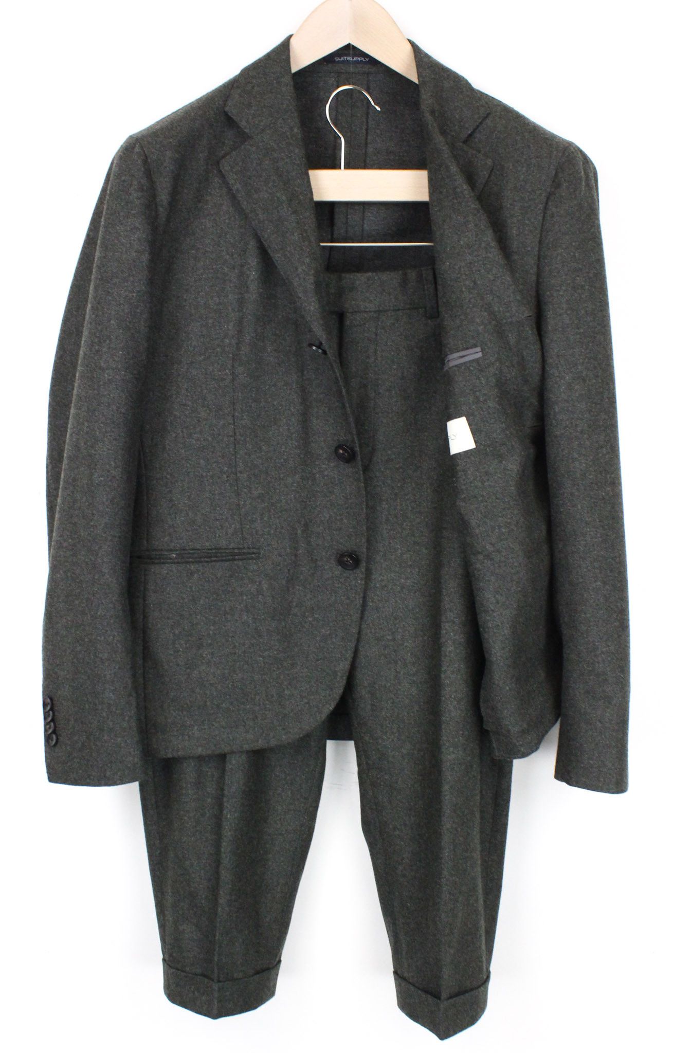 image of Suitsupply La Spalla Uk40S Unlined Slim Grey Wool Suit 70737, Men's