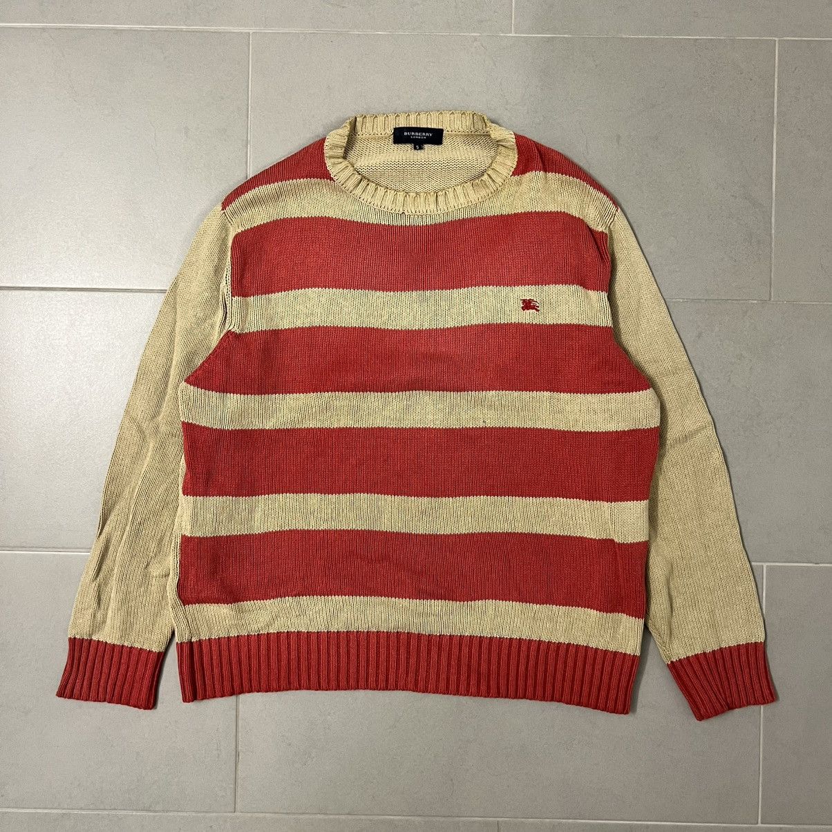 Burberry Vintage Burberry Grunge Striped Sweater Red-Orange Size 5 Size US L / EU 52-54 / 3 - 1 Thumbnail