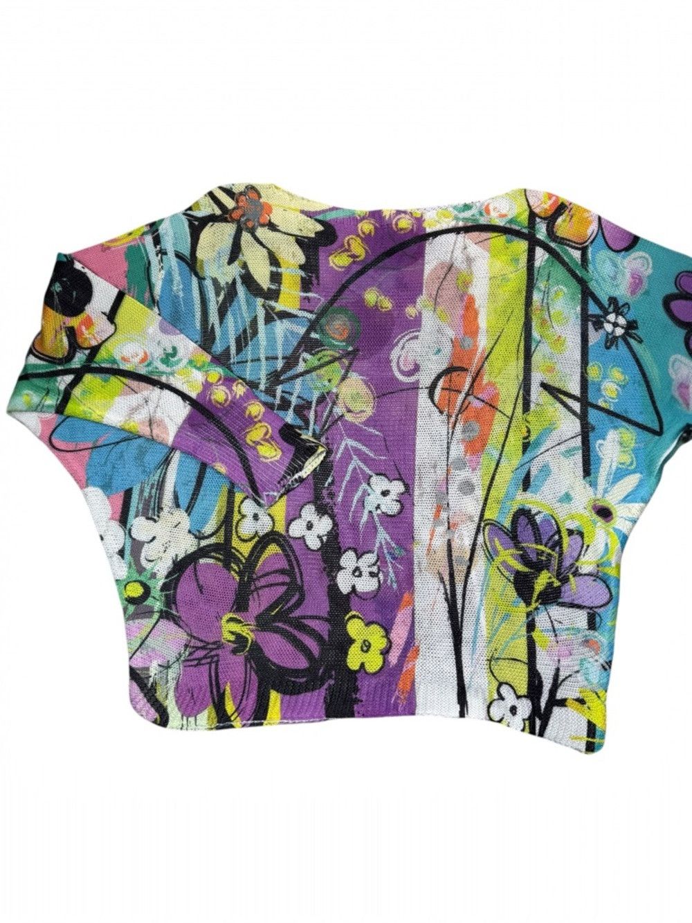 Other New COFLB Blue Purple Floral Round Knit Printed Sweater Mad Size ONE SIZE - 4 Thumbnail
