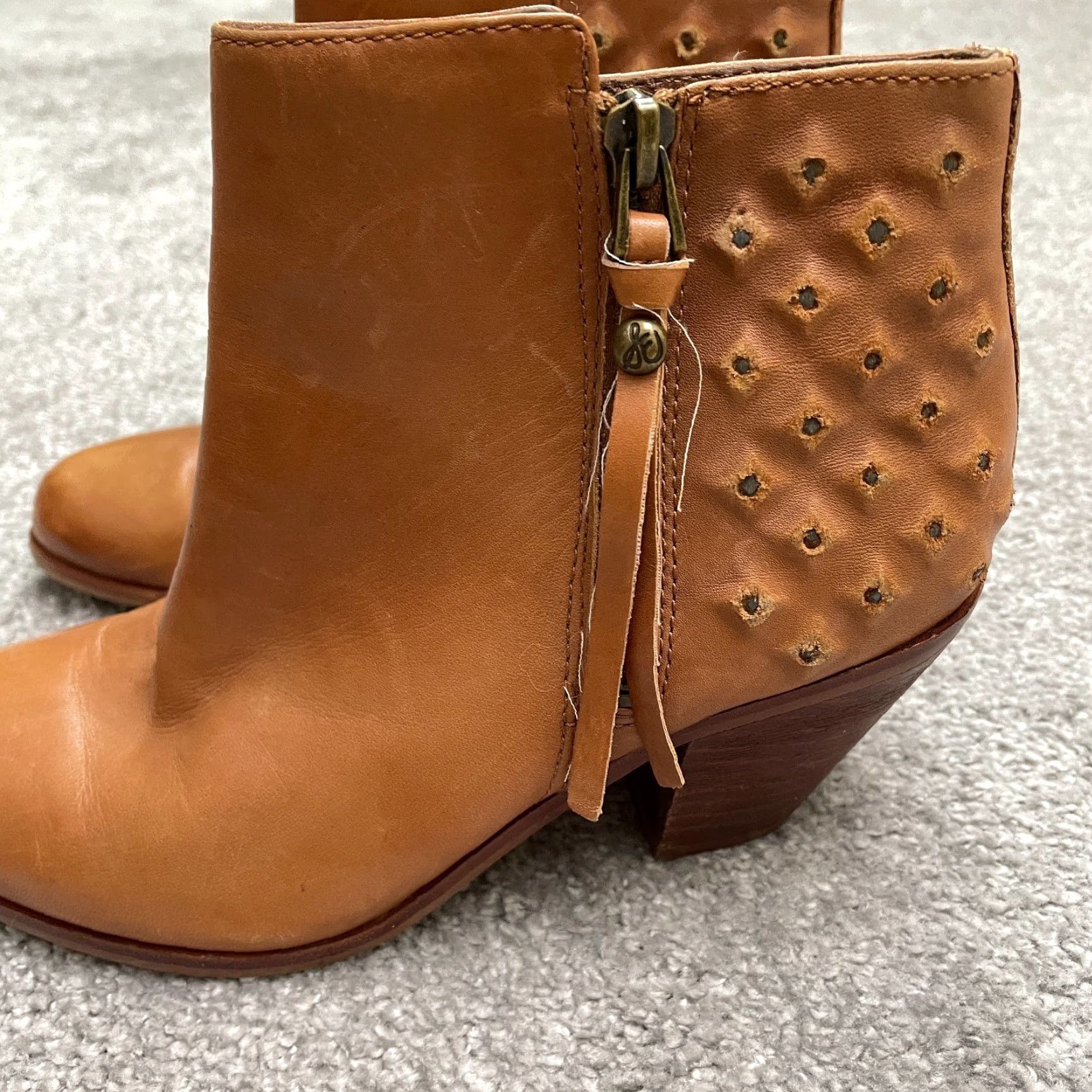 Sam Edelman Sam Edelman Lucille Brown Leather Ankle Boots Womens 6.5 Studded Block Heels Western Style Casual Size US 6 / IT 36 - 7 Thumbnail