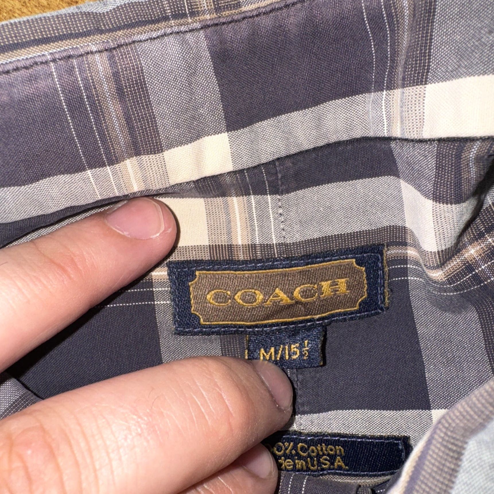 Coach Coach Men’s Button-Up Shirt Long Sleeve Plaid Gray M Regular Size Medium Size US M / EU 48-50 / 2 - 2 Thumbnail