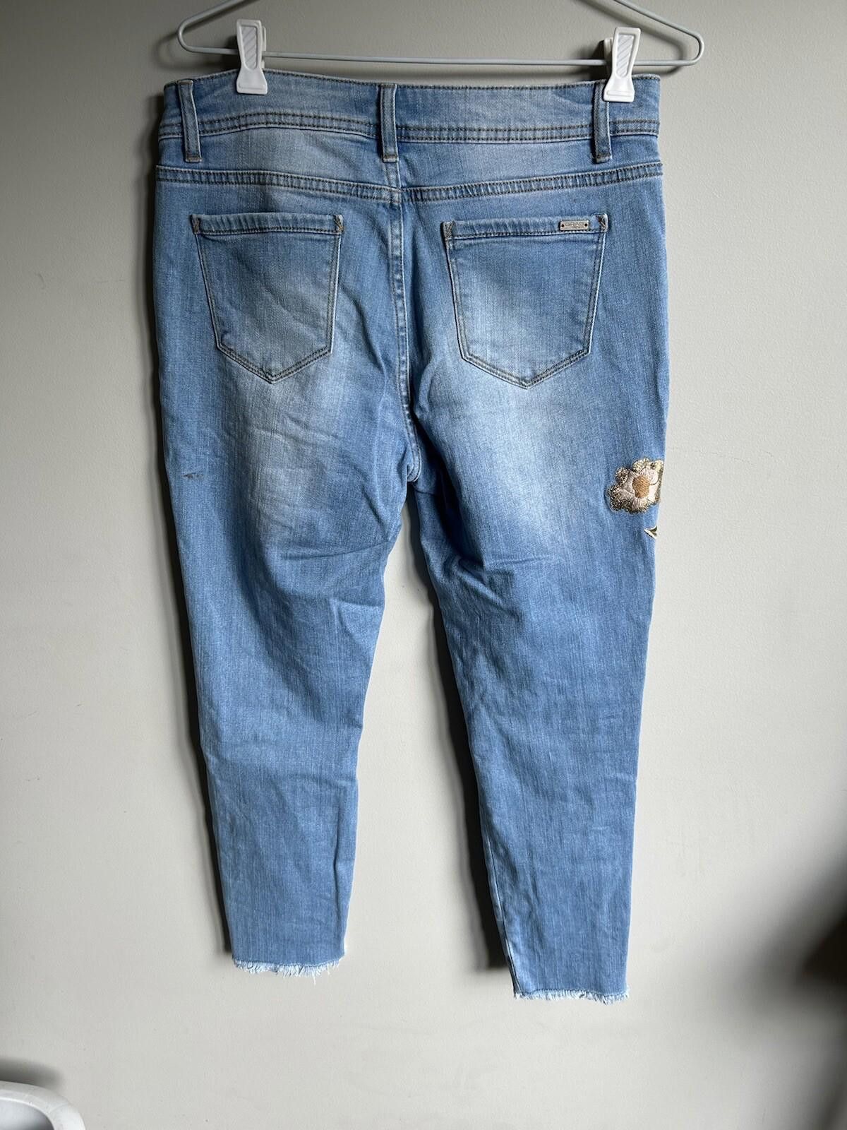 Dolce & Gabbana Grab Hi Rise Blue Jean Embroidered Sequin Flower-Sz 29 (12) Size 29" - 9 Thumbnail