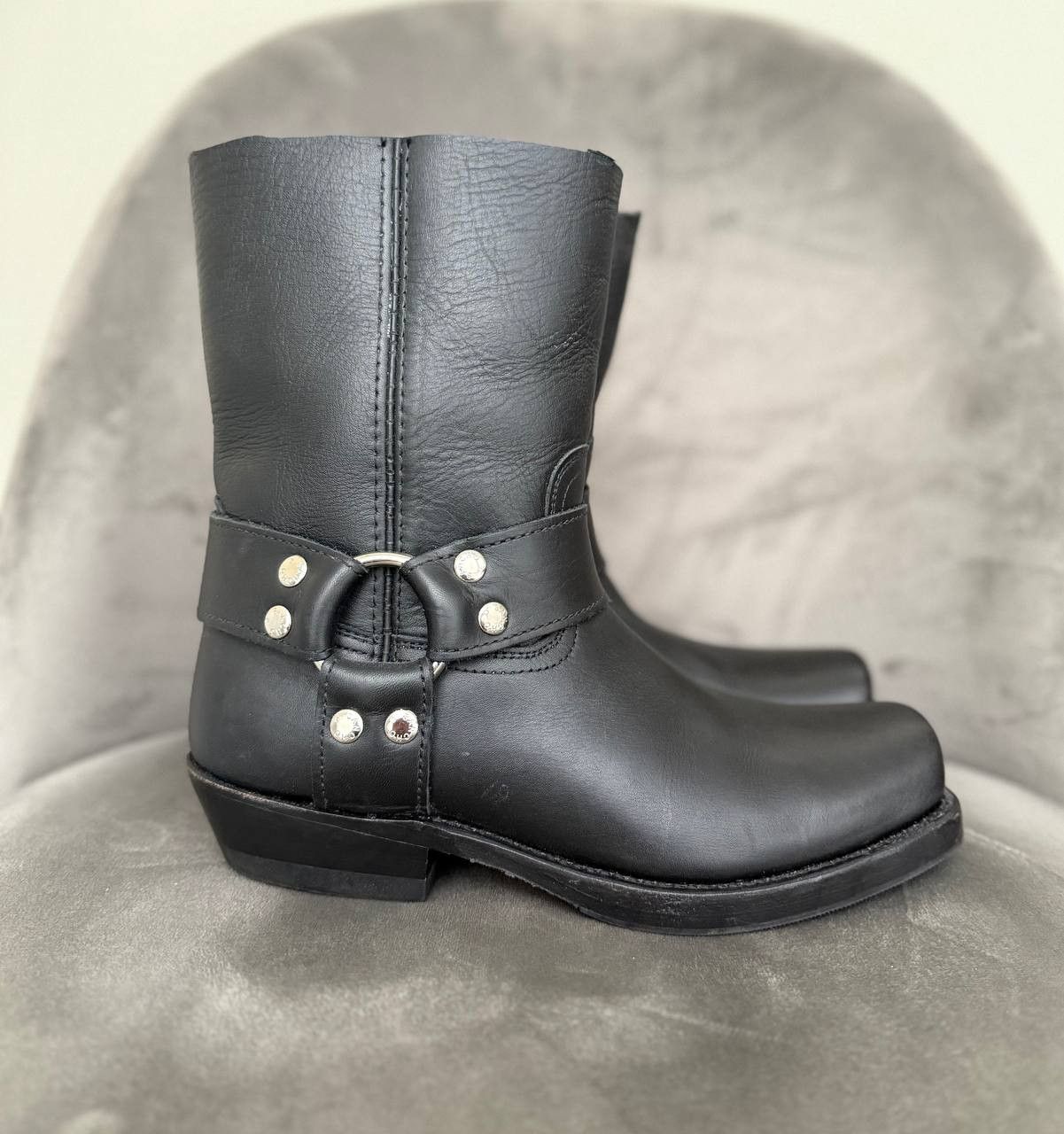 Sancho Boots Sancho Biker Cowboy shortened Black Leather Womens Boots Size US 7 / IT 37 - 2 Thumbnail
